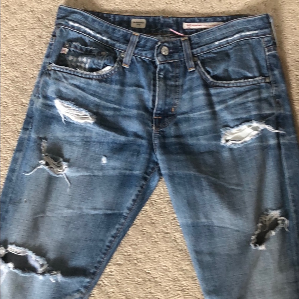 AG Adriano Goldschmied cropped distressed jeans